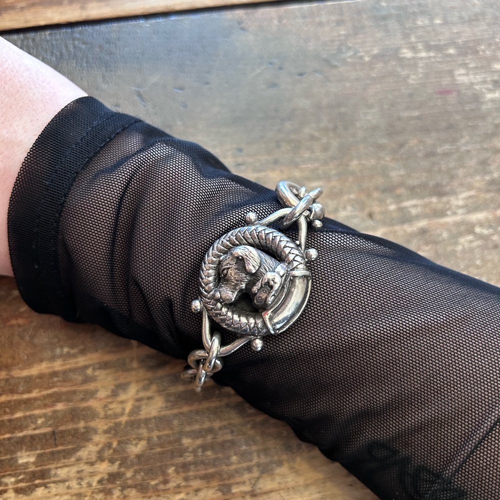 ‘98 Kieslstein cord .925 silver carved retriever bracelet